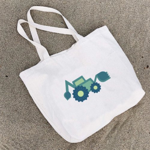 Cute Green Backhoe Funny Excavator Digger Boys Large Tote Bag