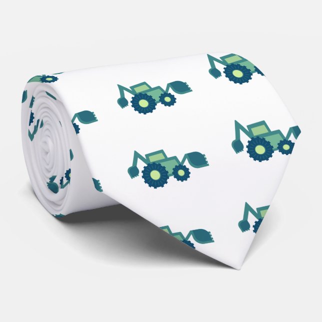 Cute Green Backhoe Funny Excavator Digger Boys Neck Tie (Rolled)