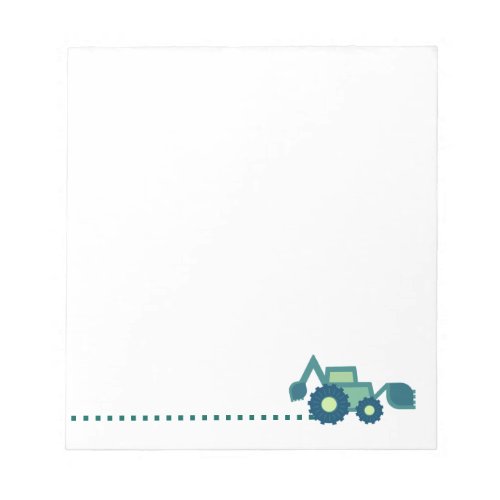 Cute Green Backhoe Funny Excavator Digger Boys Notepad