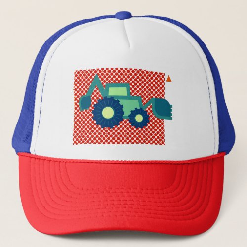 Cute Green Backhoe Funny Excavator Digger Boys Trucker Hat