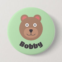 Cute Green Bear Name Tag