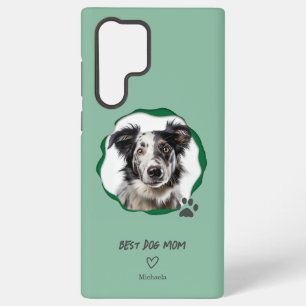 Cute Green Best Dog Mom Photo  Samsung Galaxy S22 Ultra Case