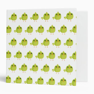 Cute Green Bird Cartoon 3 Ring Binder