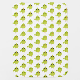 Cute Green Bird Cartoon Baby Blanket