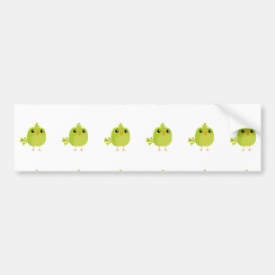 Cute Green Bird Cartoon Bumper Sticker