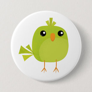 Cute Green Bird Cartoon Button