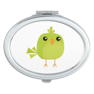 Cute Green Bird Cartoon Compact Mirror