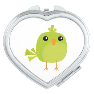 Cute Green Bird Cartoon Compact Mirror