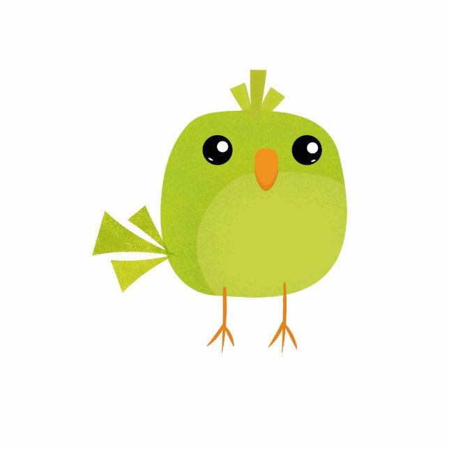 Cute Green Bird Cartoon Cutout (Front)