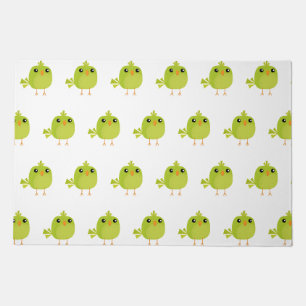 Cute Green Bird Cartoon Doormat