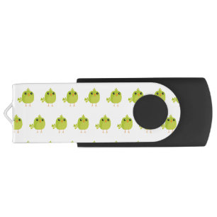 Cute Green Bird Cartoon Flash Drive