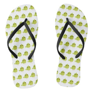 Cute Green Bird Cartoon Flip Flops