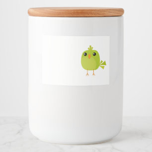 Cute Green Bird Cartoon Food Label