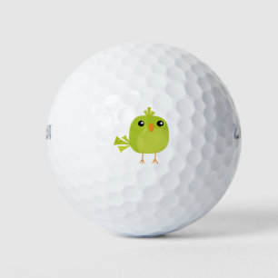 Cute Green Bird Cartoon Golf Balls