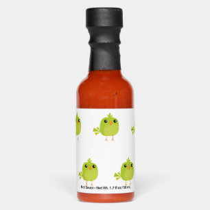 Cute Green Bird Cartoon Hot Sauces