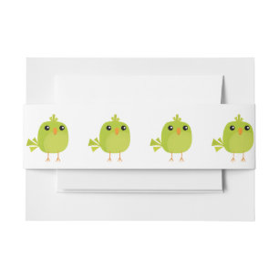 Cute Green Bird Cartoon Invitation Belly Band