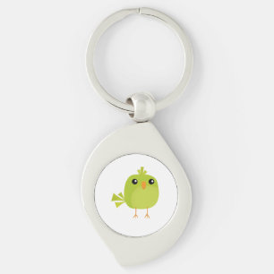Cute Green Bird Cartoon Keychain
