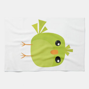Cute Green Bird Cartoon Kitchen Towel