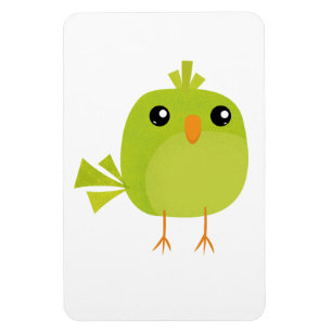 Cute Green Bird Cartoon Magnet