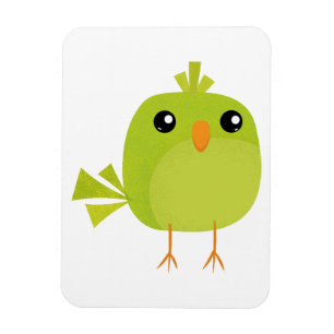 Cute Green Bird Cartoon Magnet