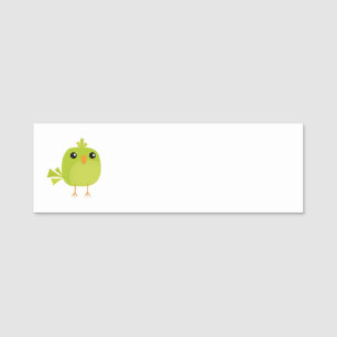Cute Green Bird Cartoon Name Tag