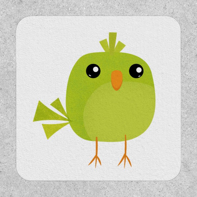 Cute Green Bird Cartoon Patch (Front)