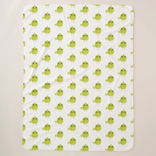 Cute Green Bird Cartoon Sherpa Blanket