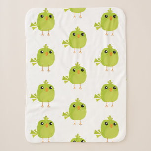 Cute Green Bird Cartoon Sherpa Blanket