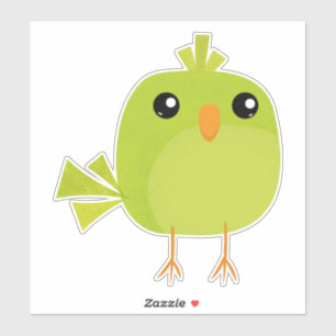 Cute Green Bird Cartoon Sticker