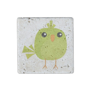 Cute Green Bird Cartoon Stone Magnet
