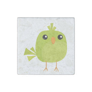 Cute Green Bird Cartoon Stone Magnet