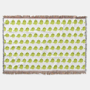 Cute Green Bird Cartoon Throw Blanket