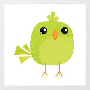 Cute Green Bird Cartoon Window Cling