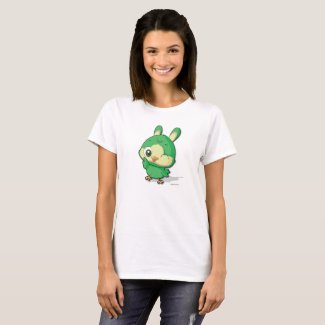 Cute Green Bird Funny Cartoon Character T-shirt