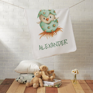 Cute Green Bird Hatching Nest  Baby Blanket