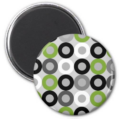 Cute green black and white dots vector pattern magnet
