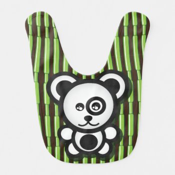 Cute Green Black White Panda And Bamboo Baby Bib by nyxxie at Zazzle