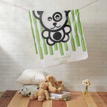 Cute Green Black White Panda And Bamboo Baby Blanket by nyxxie at Zazzle