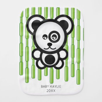 Cute Green Black White Panda And Bamboo Baby Burp Cloth by nyxxie at Zazzle