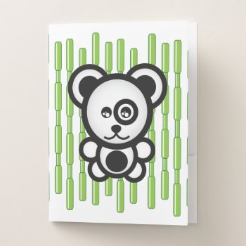 Cute Green Black White Panda And Bamboo Pocket Folder by nyxxie at Zazzle