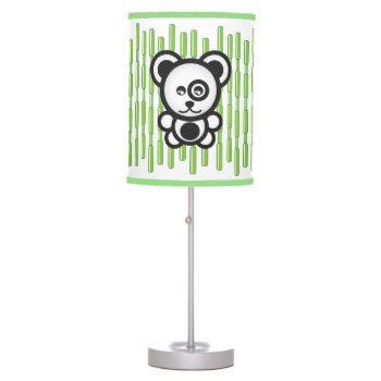 Cute Green Black White Panda And Bamboo Table Lamp by nyxxie at Zazzle