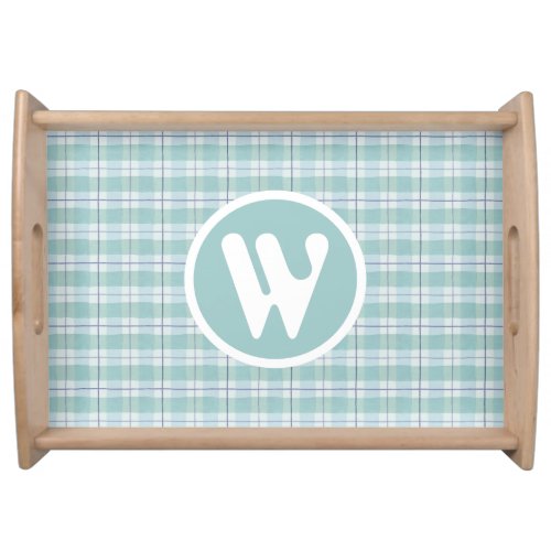Cute Green Blue Country Plaid Baby Nursery  Serving Tray