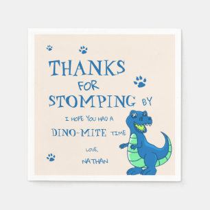 Cute Green Blue Dinosaur Themed Birthday Party Napkins