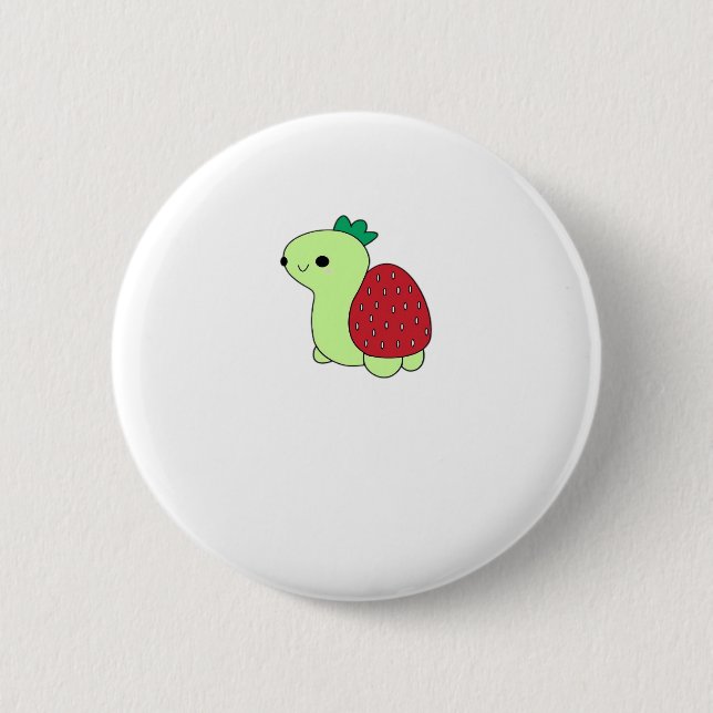 Cute green blushing strawberry turtle Classic T-Sh Button (Front)