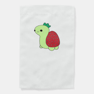 Cute green blushing strawberry turtle Classic T-Sh Garden Flag