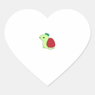 Cute green blushing strawberry turtle Classic T-Sh Heart Sticker