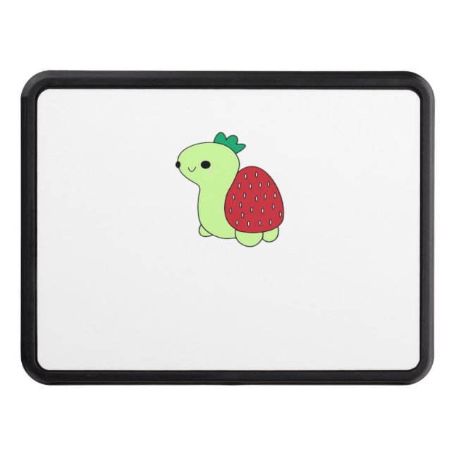 Cute green blushing strawberry turtle Classic T-Sh Hitch Cover (Front)