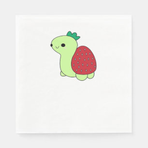 Cute green blushing strawberry turtle Classic T-Sh Napkins