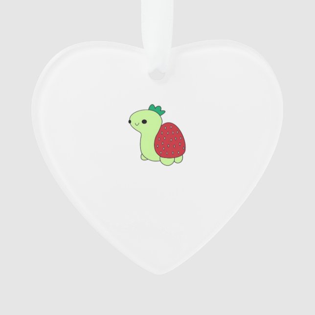 Cute green blushing strawberry turtle Classic T-Sh Ornament (Front)