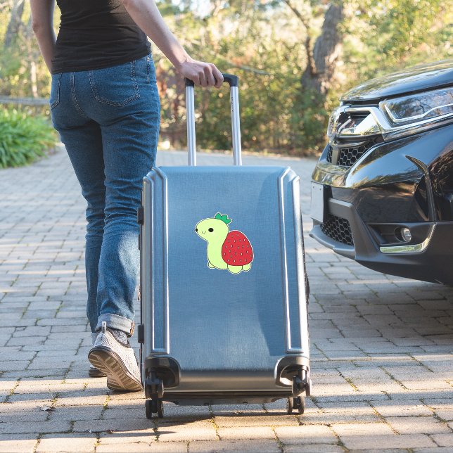 Cute green blushing strawberry turtle Classic T-Sh Sticker (Suitcase Insitu)